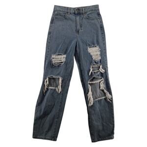 RSQ Baggy Jean Women’s 27 Distressed Ripped High Rise Light Wash Denim Pants